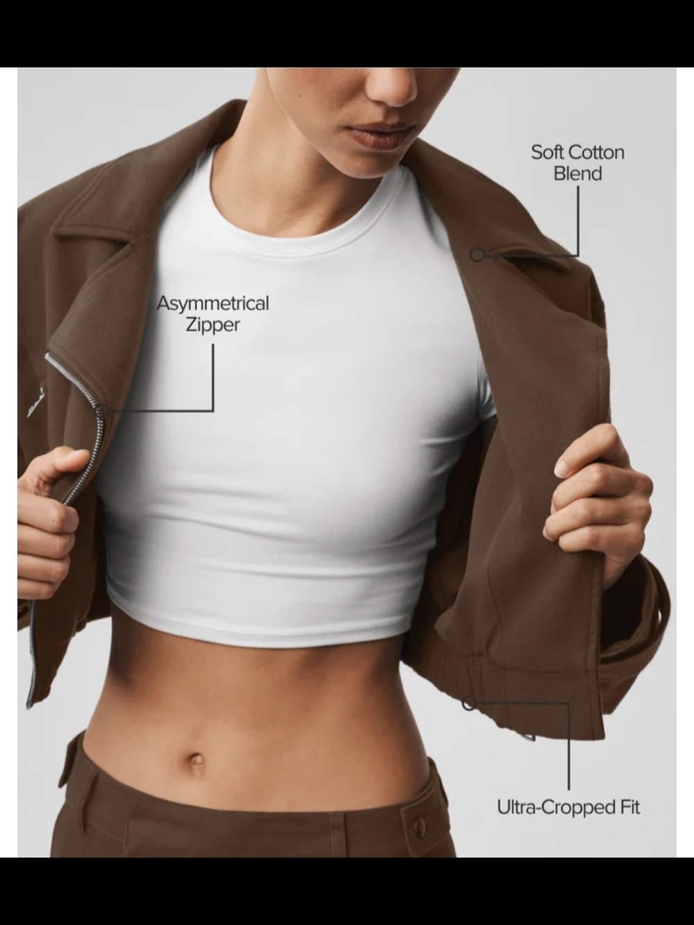 ALO Cropped Cosmopolitan Jacket - Espresso - Picture 2 of 9